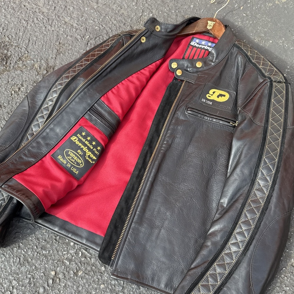 VANSON LEATHERS Vintage Ltd Edition Derringer  Leather Motorcycle Jacket -44